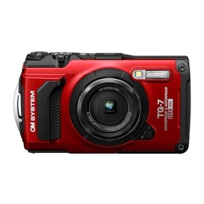 Obrázek OM SYSTEM Tough TG 7 červený digitální fotoaparát, vodotěsný, nárazuvzdorný, podvodní a makro nahrávací režimy, 4K video, 4násobný širokoúhlý zoom (nástupnický model Olympus 6)
