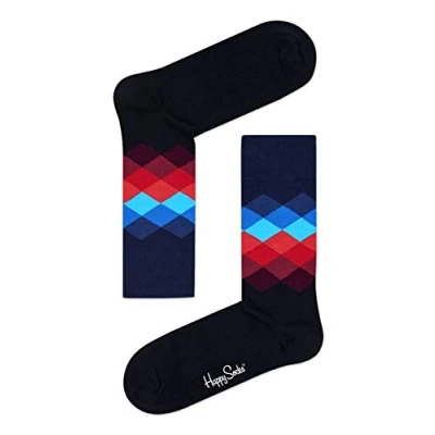 Obrázek Happy Socks Dámské volnočasové ponožky Faded Diamond Sock, 100 DEN, modrá (multi tmavá 069), 36 40