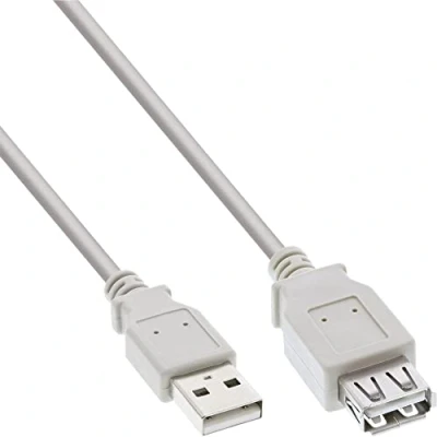 Obrázek InLine 34650X USB 2.0 prodloužení, konektor / zdířka, typ A, béžová/šedá, 0,5 m