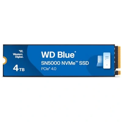 Obrázek Interní SSD disk WD Blue SN5000 NVMe 4 TB (rychlosti až 5 500 MB/s/5 000 MB/s čtení/zápisu, 1 200 TBW, Western Digital nCache 4.0, Acronis True Image for Digital)