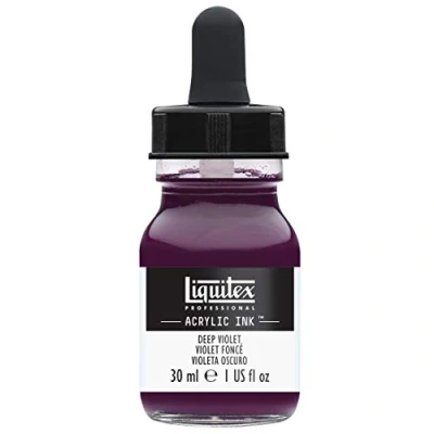 Obrázek Liquitex 4260115 tekuté profesionální akrylové barvy inkoust, tuš, 30 ml, vysoce pigmentovaná airbrush barva, tmavě fialová