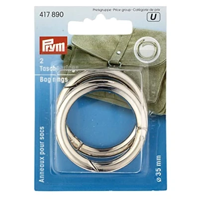 Obrázek Prym 417890 Kroužky do tašky 35 mm stříbrné barvy Bag Rings, hliník, stříbro, kus