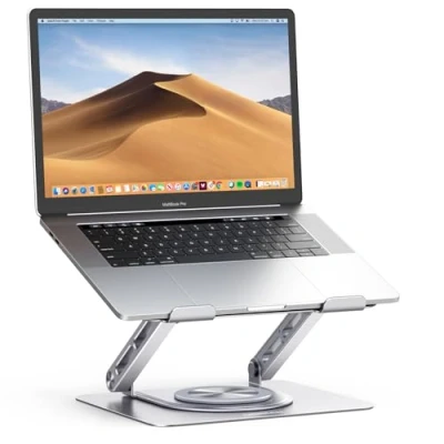 Obrázek UGREEN stojan na laptop o 360 otočný, výškově nastavitelný skládací notebook ergonomický, odvětrávaný kompatibilní s MacBook, Air, Pro, všechny laptopy 10 17,3&quot;, šedý