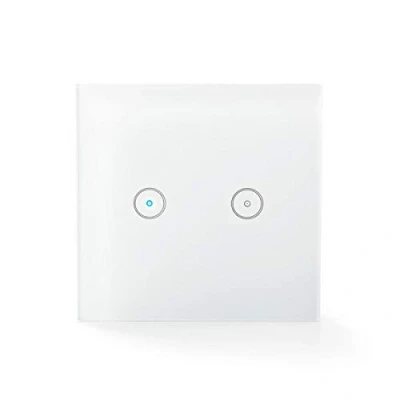 Obrázek SmartLife nástěnný vypínač Wi Fi duální držák 1000 W Android/iOS sklo bílý