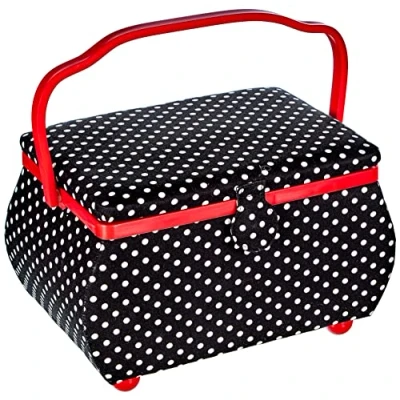 Obrázek Prym Polka Dots černá/bílá L košík na šicí potřeby, bavlna,