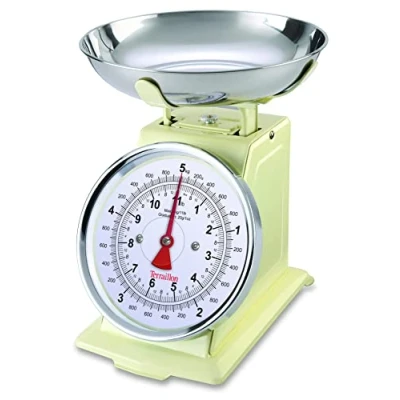 Obrázek TERRAILLON Vintage kuchyňská váha manuální tara, velký ciferník a 1l mísa, oblast vážení 5 kg model &#039;Tradition 500&#039; krémové barvy