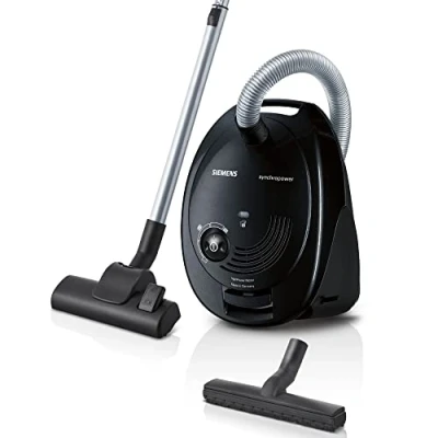 Obrázek Siemens VS06B112A Podlahový vysavač, synchropower EEK B, patlíkem, motor highPower, systém PowerProtect, hubice na tvrdé podlahy, 700 W, černý
