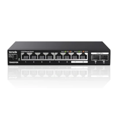 Obrázek Tenda 2.5 Gbit Switch s 8X 2,5G porty a 2X 10G SFP+ (VLAN, statická agregace, nespravované, Plug and Play, kovové pouzdro) (TEM2010X)