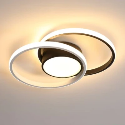 Obrázek Comely LED stropní svítidlo, 42W moderní kulaté svítidlo do ložnice, koupelny, kuchyně, na balkon, průměr 400 mm, teplé světlo 3000 K, černé