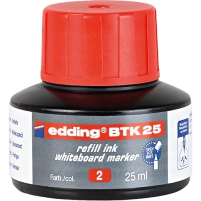 Obrázek edding BTK 25 náhradní inkoust popisovač na bílou tabuli červený ml se systémem dávkování kapek, k rychlému doplnění téměř všech popisovačů tabule