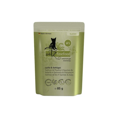 Obrázek Kapsička CATZ FINEFOOD No.5 s lososem a drůbežím 85g