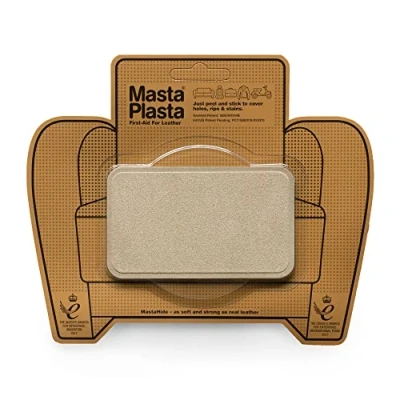 Obrázek MastaPlasta Wildleder Reparaturflicken selbstklebend, Premium Beige 10cm x 6cm. Erste Hilfe für Sofas, Autositze, Handtaschen, Jacken usw