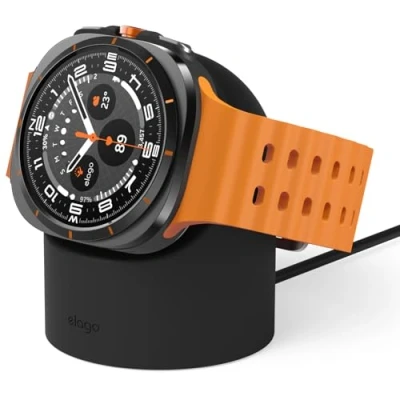 Obrázek elago Nabíjecí stanice Pro Samsung Galaxy Watch 7/7 Ultra / 6/6 Classic 5/5 [40/43/44/45/47mm] nabíječka, režim nočního stolku, řízení kabelů [kabel není součástí dodávky] (černá)