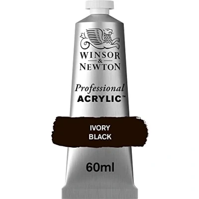Obrázek Winsor &amp; Newton 2320331 profesionální akrylová barva v umělecké kvalitě, vysoká brilantnost barev a krycí síla, archivní kvalita, 60ml tuba slonovinová černá