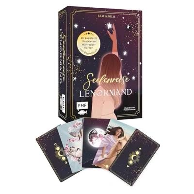 Obrázek Lenormand Kartenset: Seelenreise Lenormand: 36 kunstvoll illustrierte Wahrsage Karten mit Goldrand und Begleitbuch Edle Box Magnetverschluss