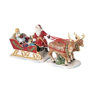Obrázek Villeroy &amp; Boch Christmas Toy&#039;s Memory sáňky, dekorativní figurka z tvrdého porcelánu, vhodné pro čajové svíčky, barevné, 36 x 14 17 cm