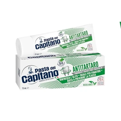Obrázek pasta del Capitano, Bio zubní antitartar, dodává svěžest a osvěžuje dech, ideální pro kuřáky, pomáhá proti plaku, 100% Made in Italy, tuba 75 ml