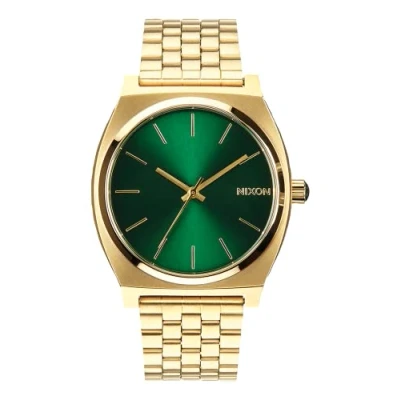 Obrázek Nixon Time talíře dámské hodinky analogové quartzové, Zlato / Green Sunray, Náramek