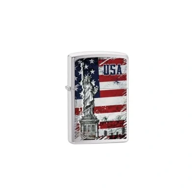Obrázek Zippo soška of Liberty Flag benzinový zapalovač, mosaz, vzhled ušlechtilé oceli, 1 x 6 cm