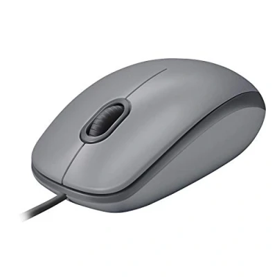 Obrázek Logitech M110 USB myš s kabelem, tichá tlačítka, pohodlný design v plné velikosti, ovládání pomocí obou rukou PC / Mac laptop šedá