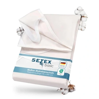 Obrázek Moltonová ochrana matrace Basic od Setex, gumičky v rozích, 100% bavlna, přírodní, 90 x 190