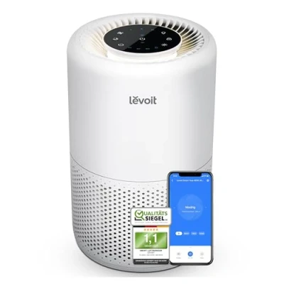 Obrázek LEVOIT Čistička vzduchu HEPA filtr pro alergiky, vzduchový proti plísním, prachu, pylům, pachům, CADR 170 m3/h až 35 ㎡ kuřácké pokoje, Air Purifier, režim spánku, noční světlo, časovač, ovládání