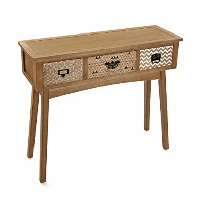 Obrázek Versa Pavia Schmales Möbelstück für den Eingangsbereich oder Flur, Moderner Konsolentisch, mit 3 Schubladen, Maßnahmen (H x L B) 80,5 30 90 cm, Holz, Farbe: Braun