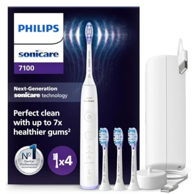 Obrázek Philips Elektrický zubní kartáček Sonicare 7100, sonický s aplikací, 4 režimy čištění a 3 stupně intenzity, kontrola přítlaku, EasyStart, SmarTimer, bílý, model HX7420/08 [nová