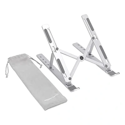 Obrázek Amazon Basics Nastavitelný ergonomický stojan na notebook s odvodem tepla, plynulé nastavení výšky a úhlu, ideální pro laptop do 43,9 cm (17,3 palců), 23,9 x 16,5 3,9 cm, stříbrný