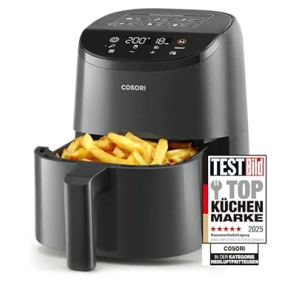 Obrázek COSORI horkovzdušná fritéza malá 2 l, mini pro 1 osobu, ideální kempování, cestování a obytné vozy, rychlá, kompaktní, bez oleje, energeticky úsporná