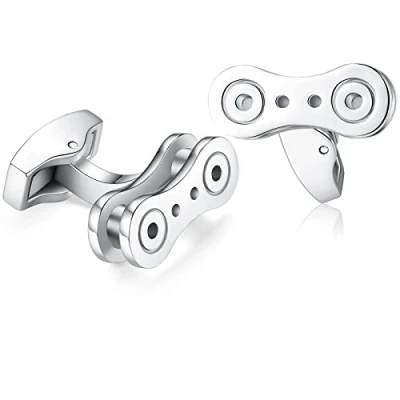 Obrázek HONEY BEAR Pánské manžetové knoflíčky Cufflinks nerezový řetízek řetěz na kolo 1 pár, opakovaně použitelný, Měď, Bez drahokamu