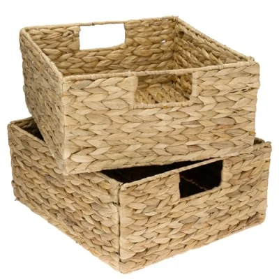 Obrázek HMF Úložný koš, koš pletený z vodní hyacint mořské trávy sada 2 ks vhodné pro půlku přihrádky Kallax 30 x 34 15 cm