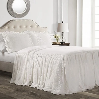 Obrázek Lush Decor Tagesdecke mit Rüschenrock, Polyester, Weiß, voll