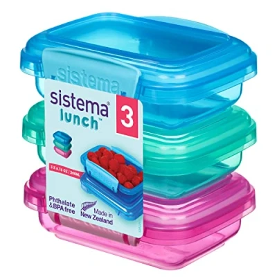 Obrázek Sistema Dóza na uchovávání potravin 200 ml malé svačinové boxy plast bez BPA smíšené barvy 3 kusy