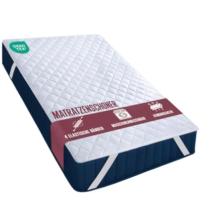 Obrázek Utopia Bedding prošívaný potah na matraci 135 x 190 cm, měkký z mikrovlákna, chránič matrace S elastickými pásky, 4 gumičky roztažitelné až 38 cm (bílá)