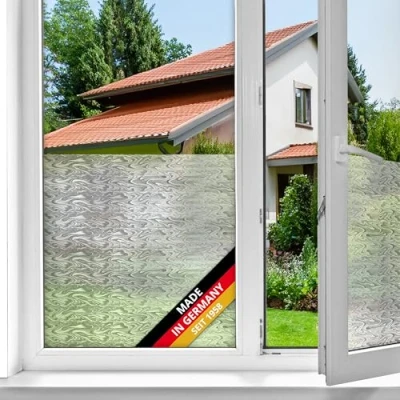 Obrázek d c fix Okenní fólie Smoke jemný Vlnitý vzor samolepicí 45 cm x 2 m neprůhledná pro vizuální ochranu ochrana před nežádoucími pohledy z mléčného skla lepicí ražená