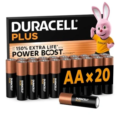Obrázek Duracell Plus baterie AA, 20 kusů, dlouhá životnost, AA pro domácnost a kancelář