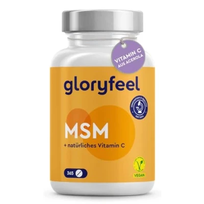 Obrázek MSM 2000 mg + vitamin C (Acerola) 365 tablet, kompaktnější prášek než u kapslí pro kosti, klouby a imunitní systém* Veganský methylsulfonylmetan laboratorně testováno, bez přísad