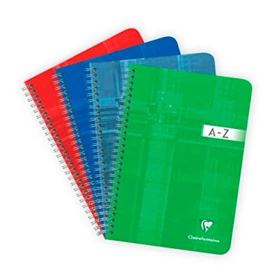Obrázek Clairefontaine 8549C slovník / adresář se spirálovou vazbou DIN A5 14,8 x 21 cm, 90 listů, čtverečkovaný, g, barevně tříděný, 1 kus