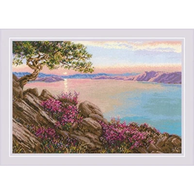 Obrázek Riolis Baikal See vyšívání křížkovým stehem, bavlna, vícebarevná, 60 x 40 1 cm