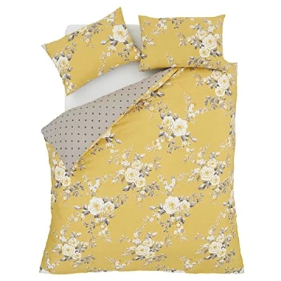 Obrázek Catherine Lansfield Bedding Canterbury Floral King Duvet Cover Set with Pillowcases Ochre