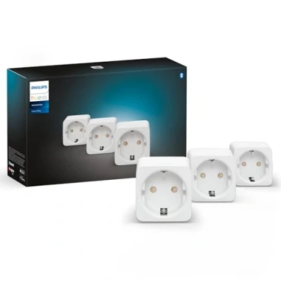 Obrázek Philips Hue chytrá zásuvka bílá, zásuvka, kompatibilní s Amazon Alexa (Echo, Echo Dot), balení 3 ks