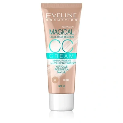 Obrázek Eveline Cosmetics Magical Color Correction CC Cream barevný odstín 53 béžový multifunkční základ pro všechny typy pleti 30 ml