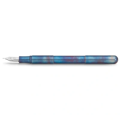 Obrázek Kaweco SUPRA Füllhalter Fireblue I Exklusiver Edelstahl Füllfederhalter für Tintenpatronen mit hochwertiger Stahlfeder inkl. Retro Metallbox Füller Länge 95 165 mm Federbreite: F (Fein)