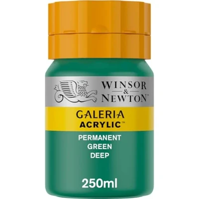 Obrázek Winsor &amp; Newton 2137482 Galeria akrylová barva, vysoká pigmentace, stálá na světle, odolná proti stárnutí, krémová konzistence, 250 ml květináč permanentně zelená tmavá