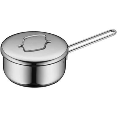 Obrázek WMF Mini talíř s kovovým víkem, malý, 16 cm, 1,2 l, leštěná nerezová ocel Cromargan, indukční, stohovatelný, ideální pro malé porce nebo jednotlivé domácnosti