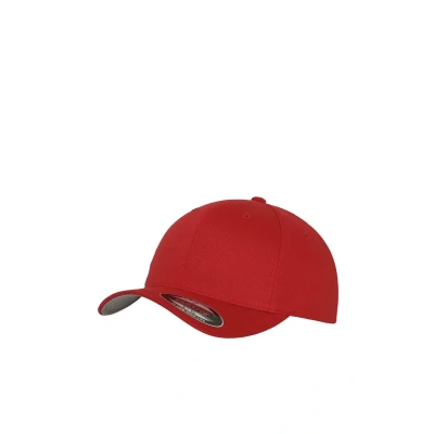 Obrázek Flexfit Wooly Combed 6 panelová unisex baseballová čepice ve 28 barvách, pro dospělé a děti, červená, xs s