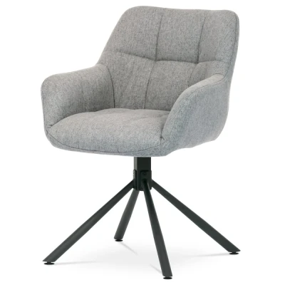 Obrázek Židle jídelní, šedá látka, otočný mechanismus 90/90 (L/P), černý kov HC 532 SIL2