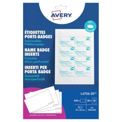 Obrázek Avery L4726 20 Zásuvné štítky se jmenovkou 40 x 75 mm