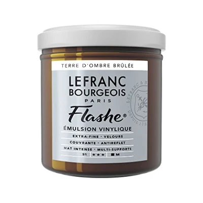 Obrázek Lefranc Bourgeois 300489 Flashe akrylová barva &amp; vinylová barva, vysoce pigmentovaná, elastická, stálá na světle, odolná proti stárnutí, matná, pro vnitřní i venkovní použití, květináč 125 ml Umbra vypalovaný